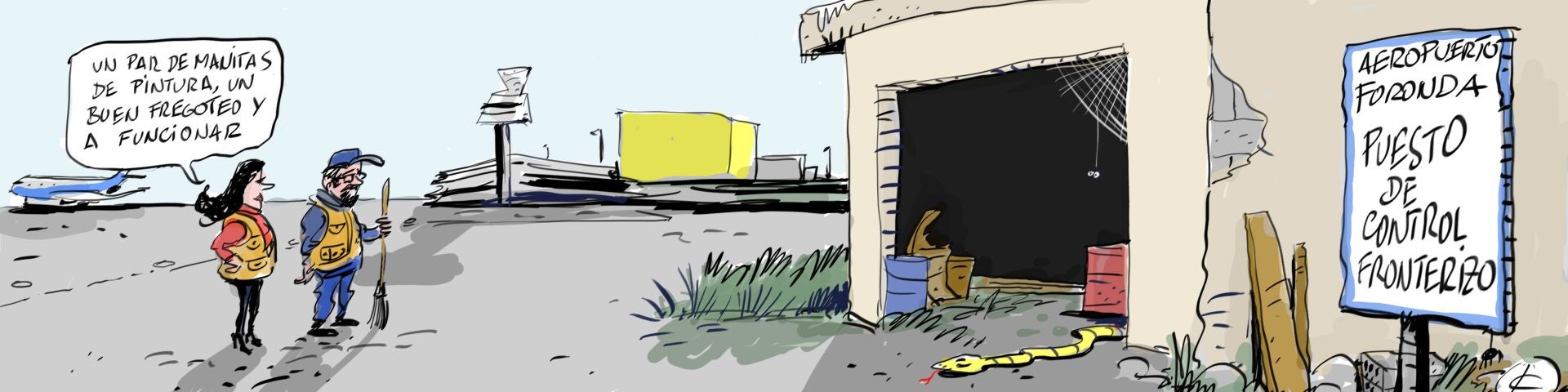 La viñeta de Cerrajería sobre el Puesto de Control Fronterizo de Foronda