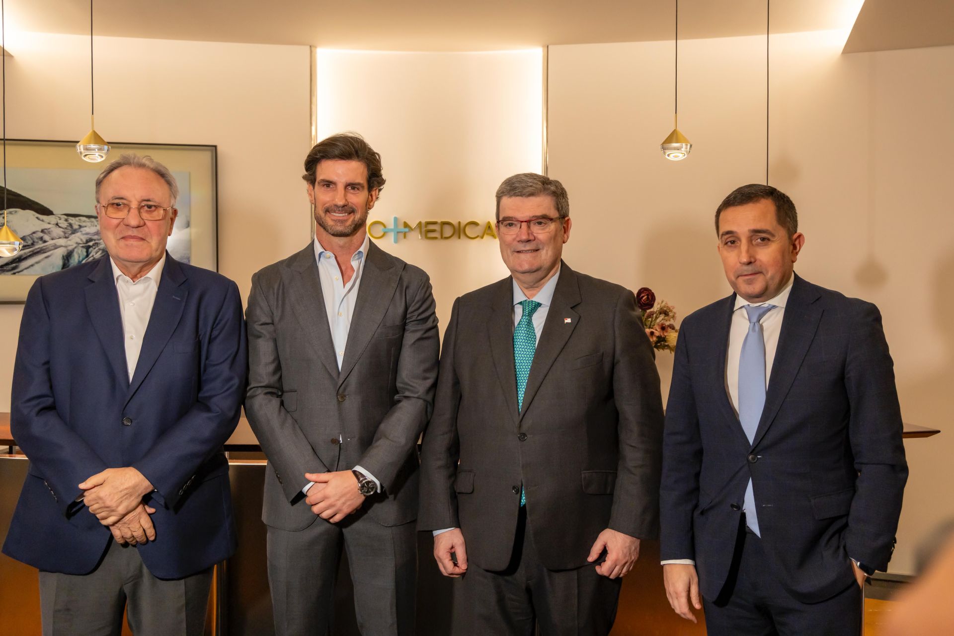 José Antonio Jainaga (presidente de Sidenor), Aitor Ocio (empresario y exfutbolista), Juan Mari Aburto (alcalde de Bilbao) y Xabier Sagredo (presidente ejecutivo de la Fundación BBK).