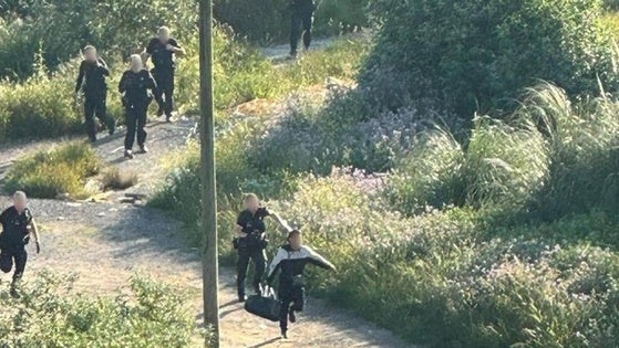 Momento en el que la Policía vasca intenta detener al presunto asesino.