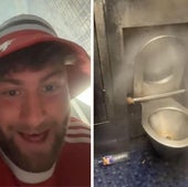 Un aficionado del United se da una 'ducha' accidental en un baño en Bilbao