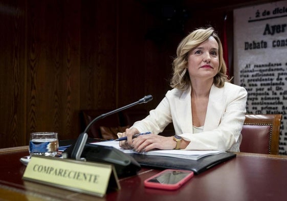 Pilar Alegría este jueves en la comisión Koldo del Senado