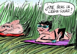 La viñeta de Cerrajería sobre la apertura de las piscinas con las zonas verdes asilvestradas