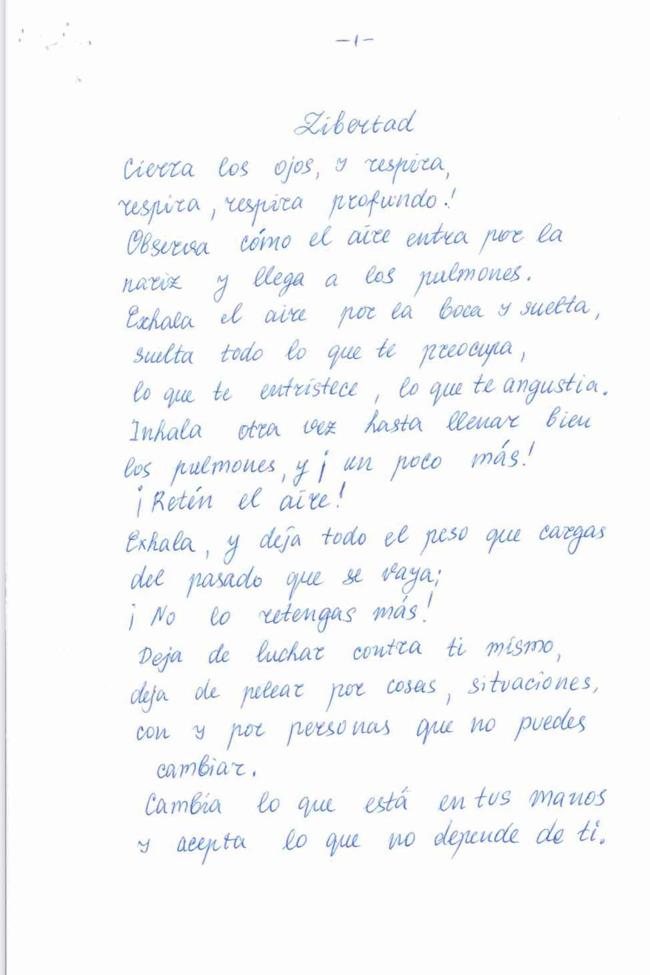 Poema titulado 'Libertad', tercer premio en 'Libertad bajo palabra', con autoría de G. P.