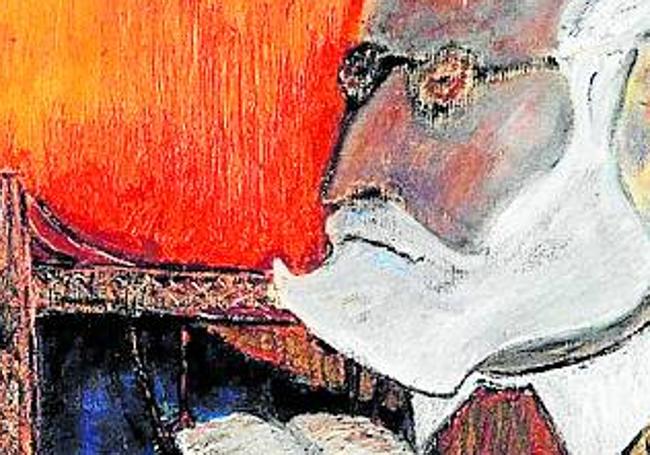 Unamuno. Boceto de cartel para la Primera Feria del Libro Usado (hacia 1978). Óleo sobre lienzo (55,5 x 46 cm).