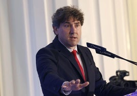 Andueza, en un momento de su intervención en Madrid.