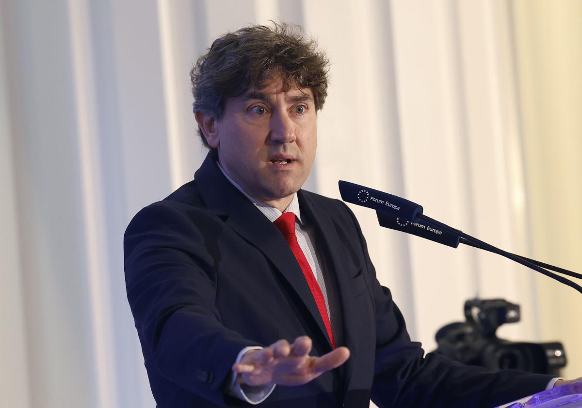Andueza, en un momento de su intervención en Madrid.