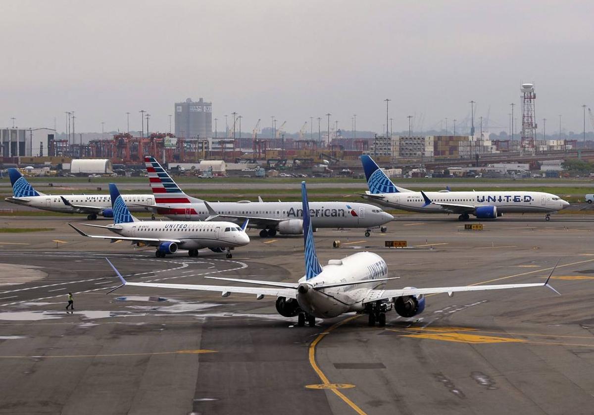 Aviones en el aeropuerto de Newark.