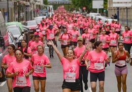 La multitud de mujeres tiñó de rosa la ciudad a su paso por las principales calles de la ciudad, como ocurrió en Manuel Iradier.
