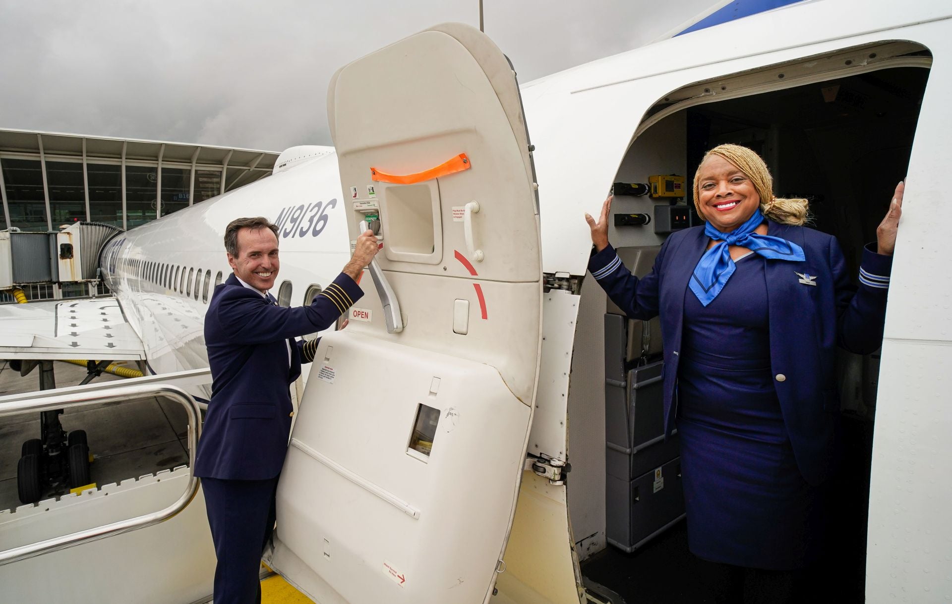 Las mejores imágenes del primer vuelo Nueva York-Bilbao de la historia