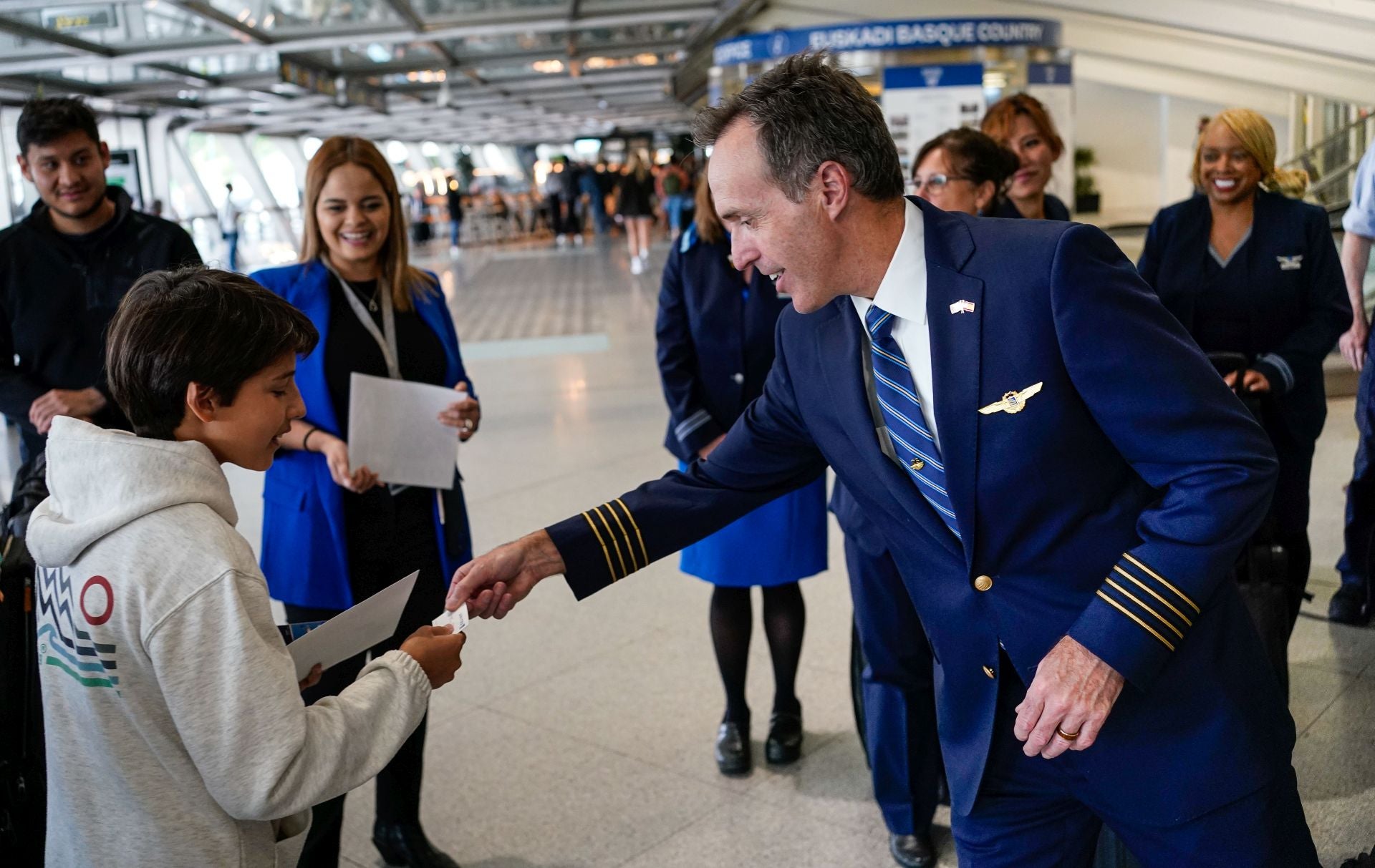 Las mejores imágenes del primer vuelo Nueva York-Bilbao de la historia