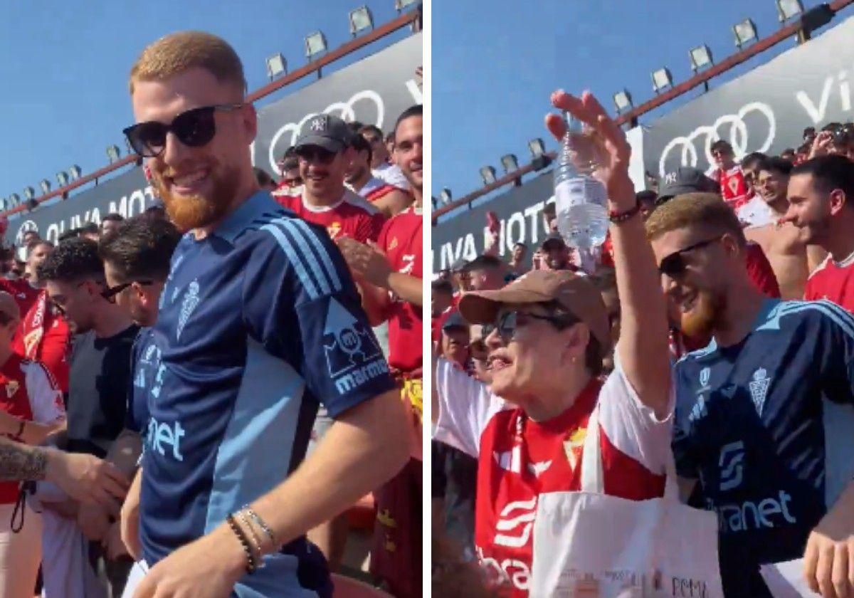 Carlos Vicente, un hincha del Murcia más apoyando a su hermano gemelo en Tarragona