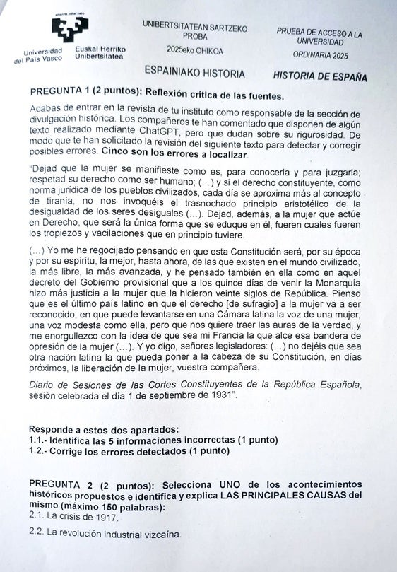 Así ha sido el examen de Historia: «Nivel medio, asequible»