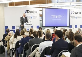 El presidente del Círculo de Empresarios Vascos, Andrés Arizkorreta, este miércoles durante la jornada Confluencia Educación Empresa.