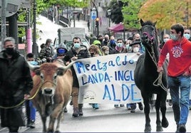Manifestación de ganaderos durante la pandemia por la situación de Triano.