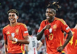 El baile de Nico Williams y Lamine Yamal al ritmo de la canción viral del momento