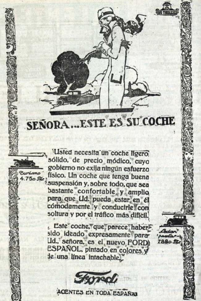 Ford publicaba en 1925 este anuncio dirigido a las mujeres.