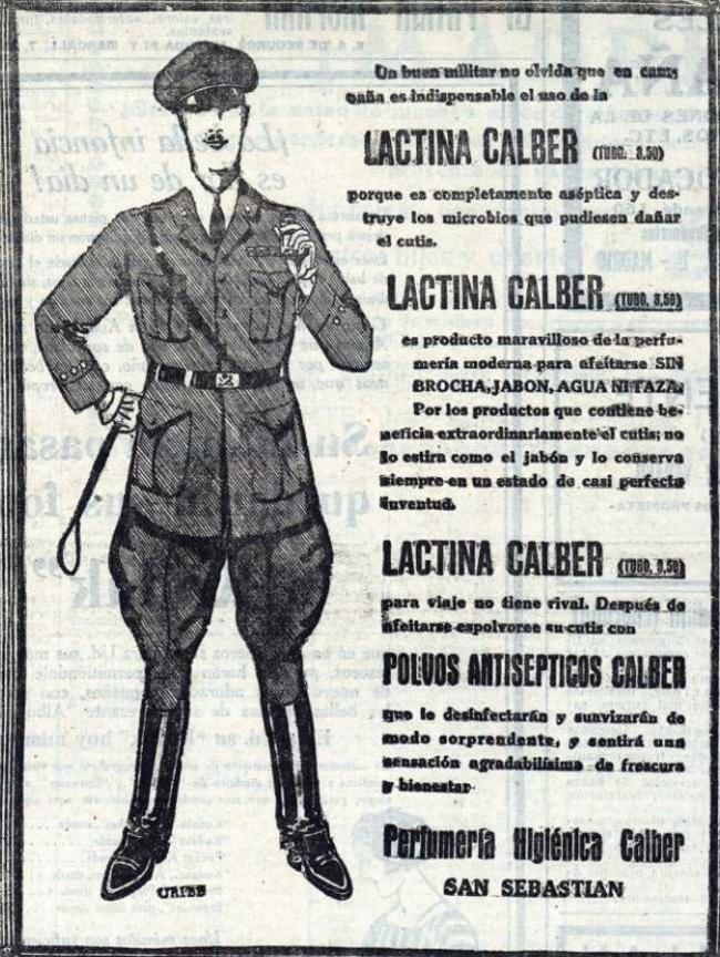 Anuncio de la Lactina Calber, que conserva el cutis «en un estado de casi perfecta juventud».