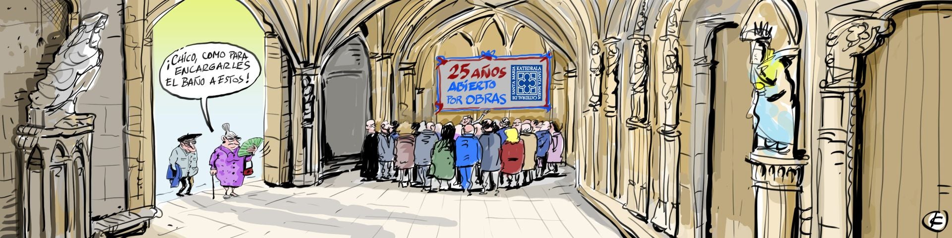 La viñeta de Cerrajería sobre el 25 aniversario del 'abierto por obras' en la Catedral Santa María