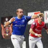 Elordi suelta una volea con la zurda en Larrabetzu.