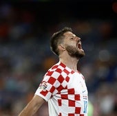 Petkovic celebra un gol con Croacia.