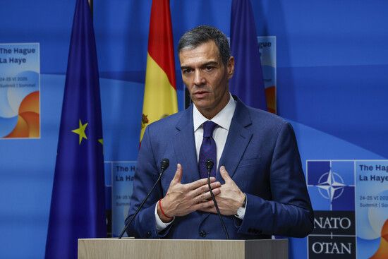 Pedro Sánchez, en su comparecencia tras la cumbre de la OTAN.