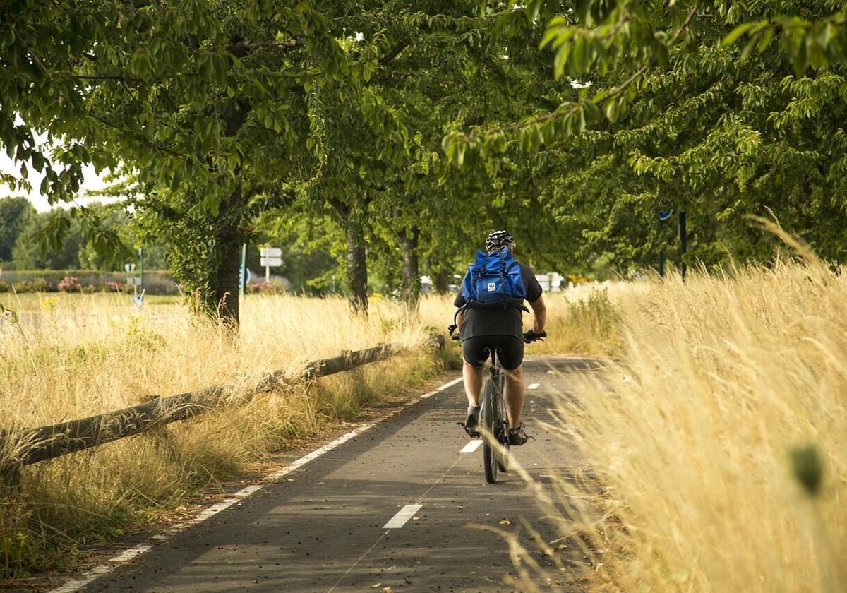 Un ciclista circula por un bidegorri en Vitoria.
