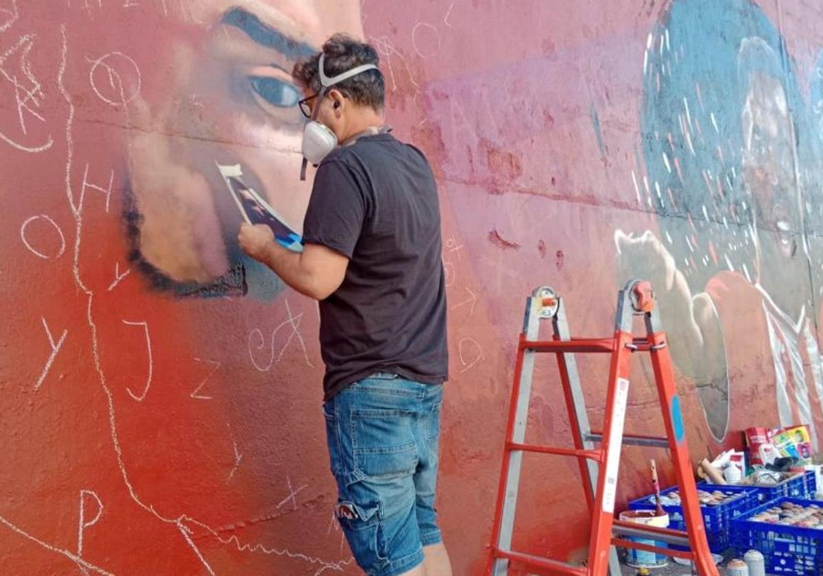 Villalibre se incorpora al mural de los hermanos Williams en Barakaldo
