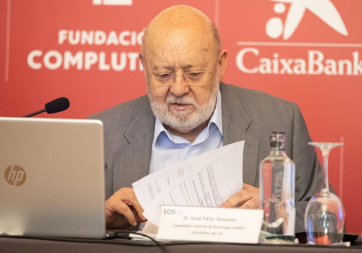 El presidente del CIS, José Félix Tezanos, en unas jornadas este miércoles en Madrid.