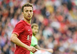 Diogo Jota, durante un partido de pretemporada contra el Athletic en 2021