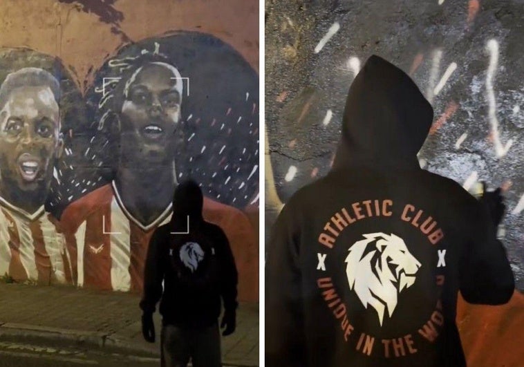Nico anuncia su renovación con el Athletic en el mural de los Williams en Barakaldo