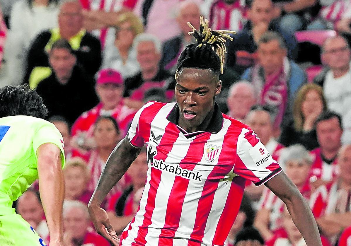 Nico Williams, en el último partido liguero de la pasada temporada frente al Barça en San Mamés.