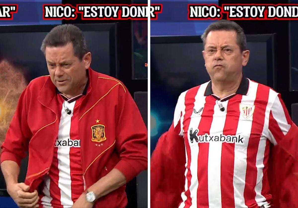 La provocación del madridista Roncero: se pone la camiseta de Nico para mofarse de los tertulianos culés de 'El Chiringuito'