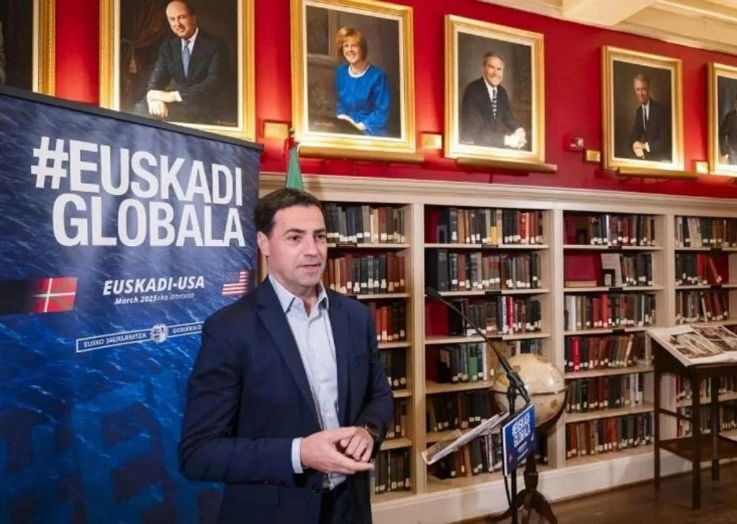 El lehendakari, Imanol Pradales, durante su viaje en EE UU el pasado mes de marzo.