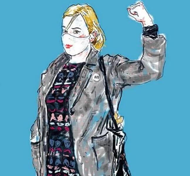 Vanesa Santos, en la ilustración realizada por su pareja durante el confinamiento.