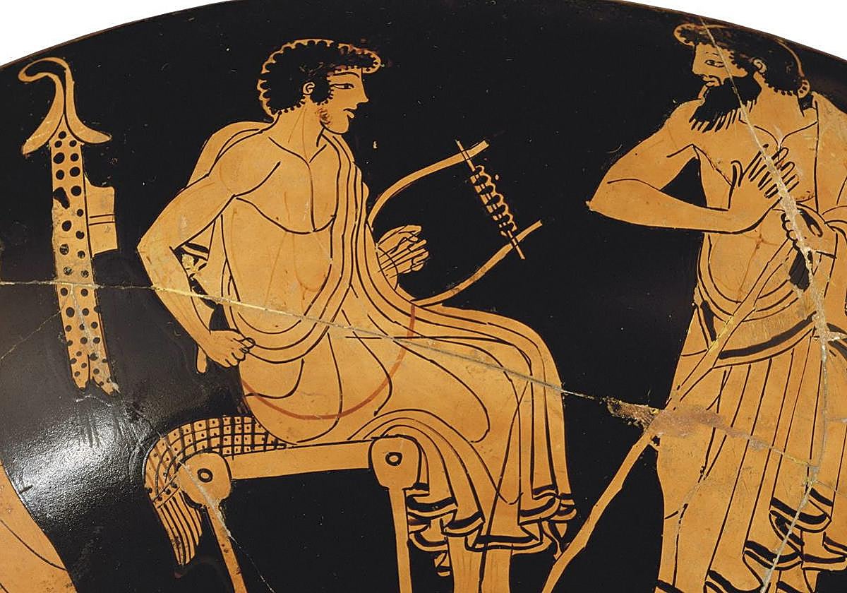 K. a. V. mendeko zeramika grekoko pieza batean irudikatutako Homero.