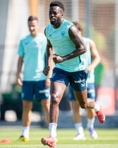 Iñaki Williams, durante la sesión de esta mañana