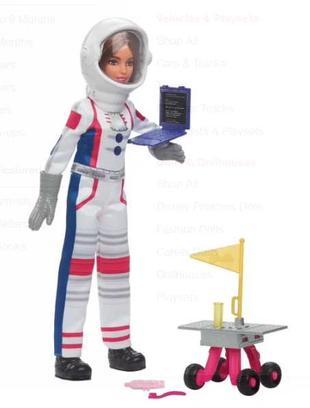 Barbie astronauta para representar el impulso de la mujer en la carrera aeroespacial.