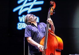 Xacobe Martínez Antelo, en un momento del concierto de Sumrrá en el Europa.