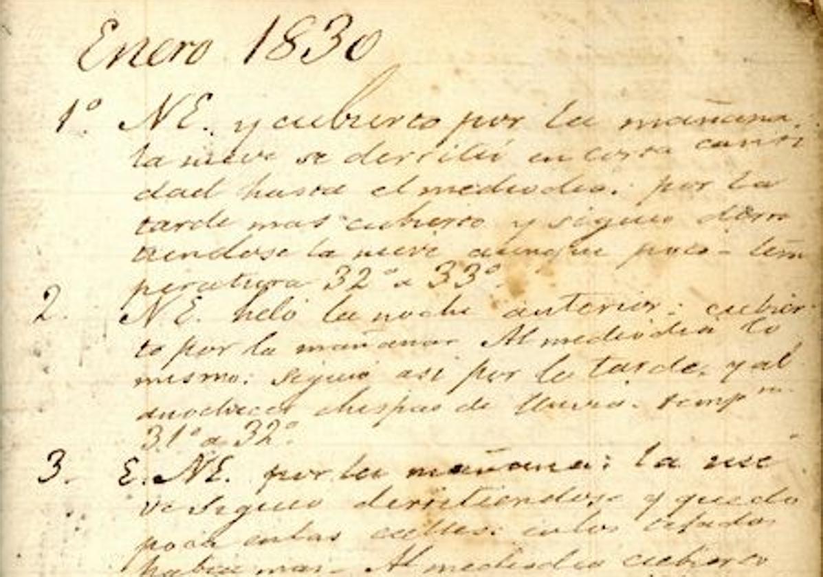 Primera antaciones de este cuaderno meteorológico.