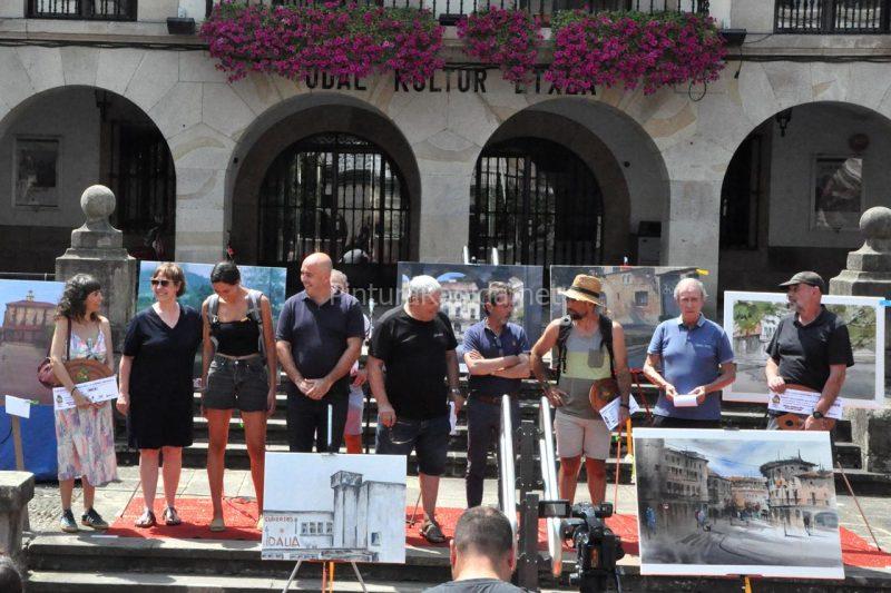 Ganadores de la edición del pasado año del certamen de pintura al aire libre 'Luis Iriondo'.