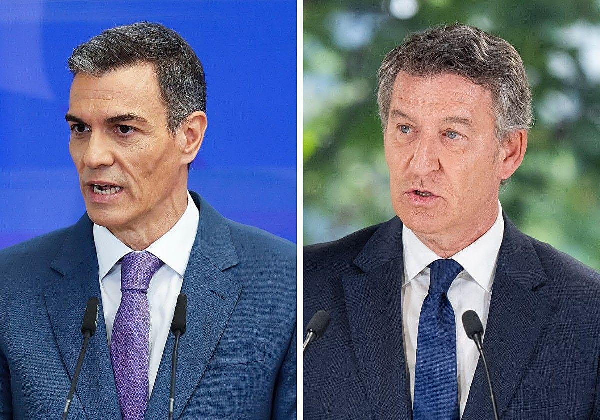 El presidente del Gobierno, Pedro Sánchez, y el presidente del Partido Popular, Alberto Núñez Feijóo.
