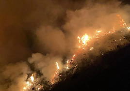 Imágenes del fuego en la zona asturiana de Picos de Europa.