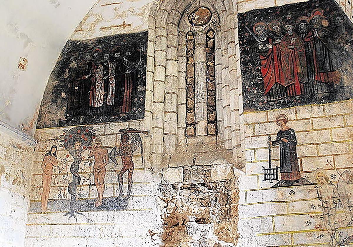 Pinturas góticas en la cabecera de la iglesia de San Esteban de Ribera de Valderejo.