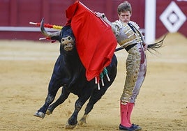 El diestro Borja Jiménez durante el festejo taurino de la Feria de Málaga.