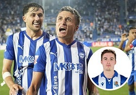 Tenaglia celebra junto a Garcés el gol de la victoria ante el Levante.