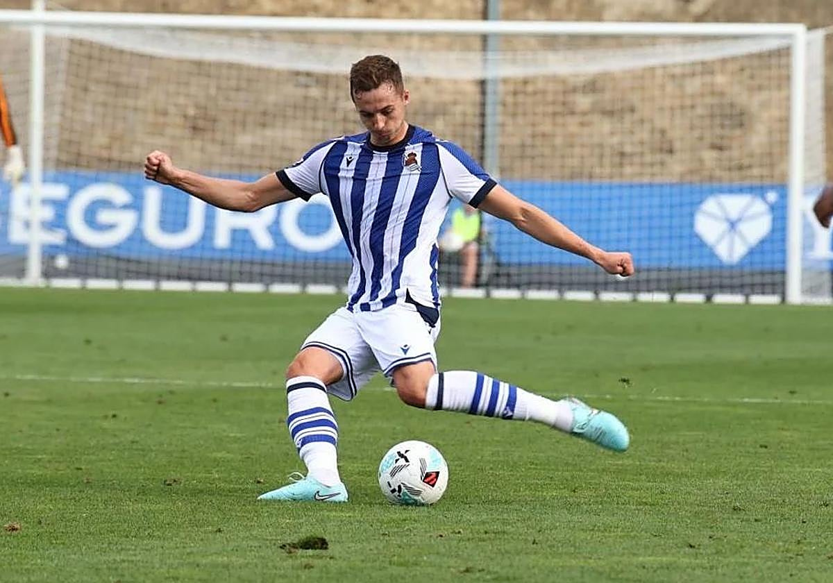 Pacheco, durante el amistoso con la Real Sociedad ante el Pau