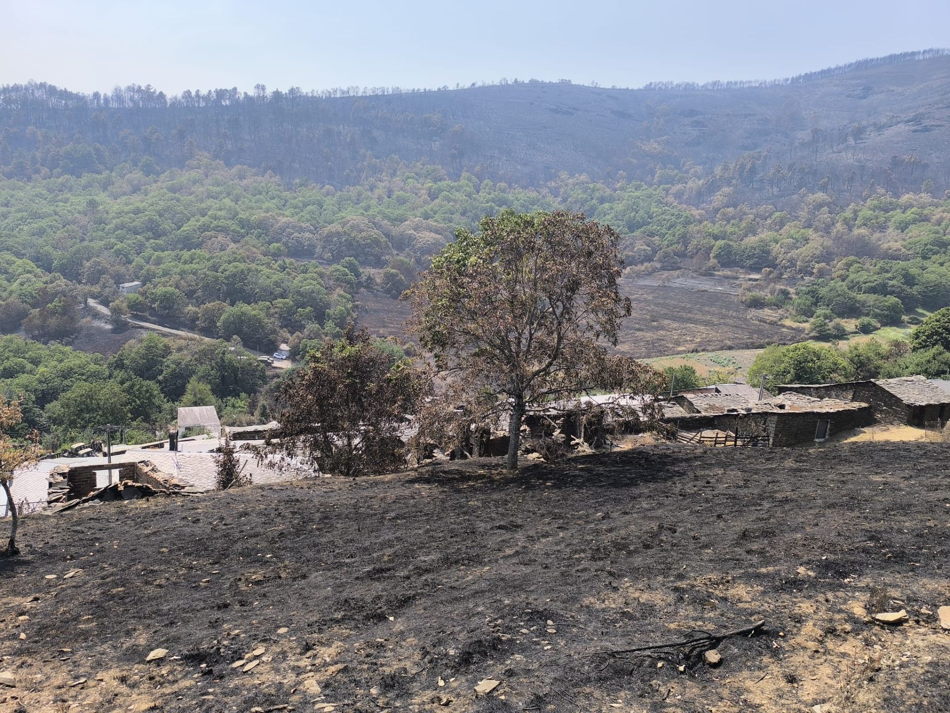 Las imágenes de la &#039;aldea vasca&#039; arrasada por el fuego en Ourense