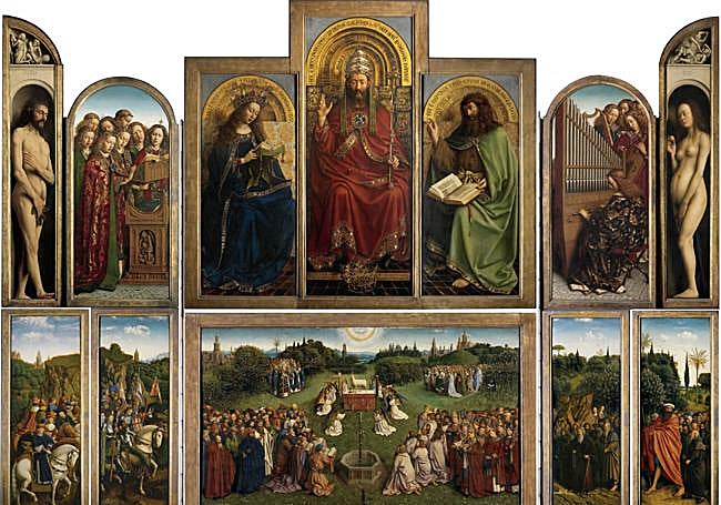 retablo 'La Adoración del Cordero Místico' de los hermanos Van Eyck.