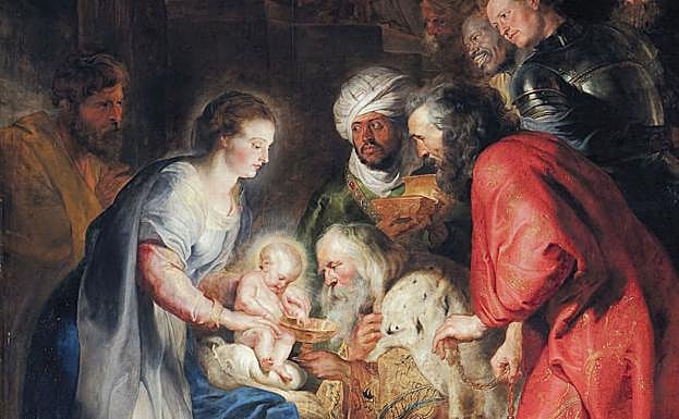 Detalle de 'La adoración de los Reyes Magos'