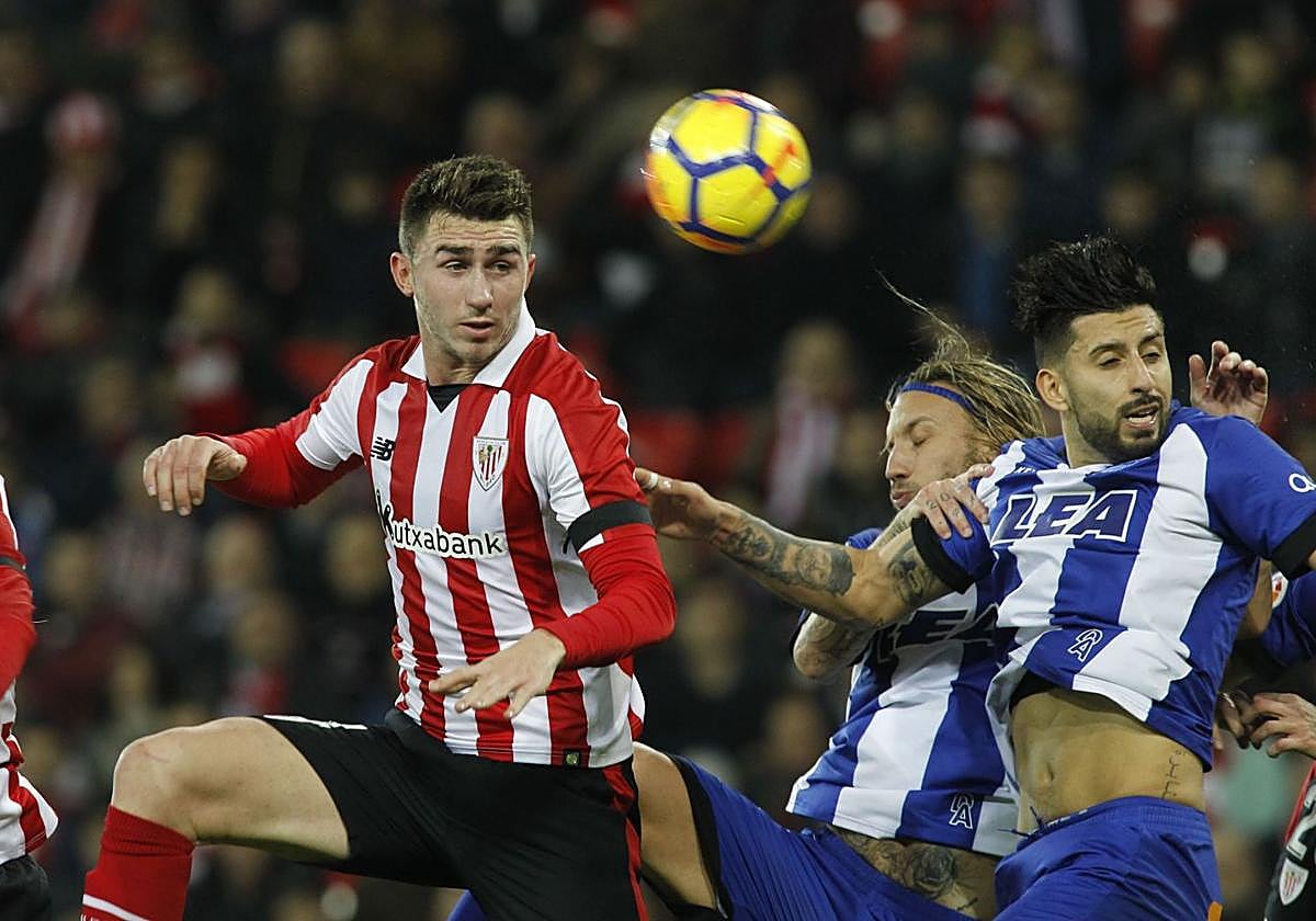 Aymeric Laporte en un encuentro con el Athletic en 2018.